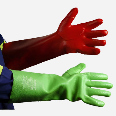 GRANGE PVC MEDIUM WEIGHT REINFORCED GLOVE - RED/GREEN 38CM - Procon Marketing (Pty) Ltd