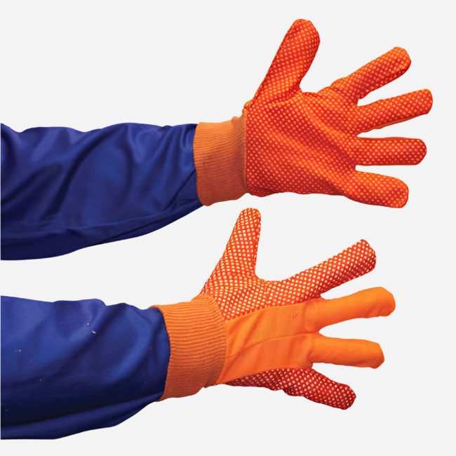 GRANGE COTTON POLKA-DOT GRIP GLOVE - ORANGE ELASTIC CUFF - Procon Marketing (Pty) Ltd